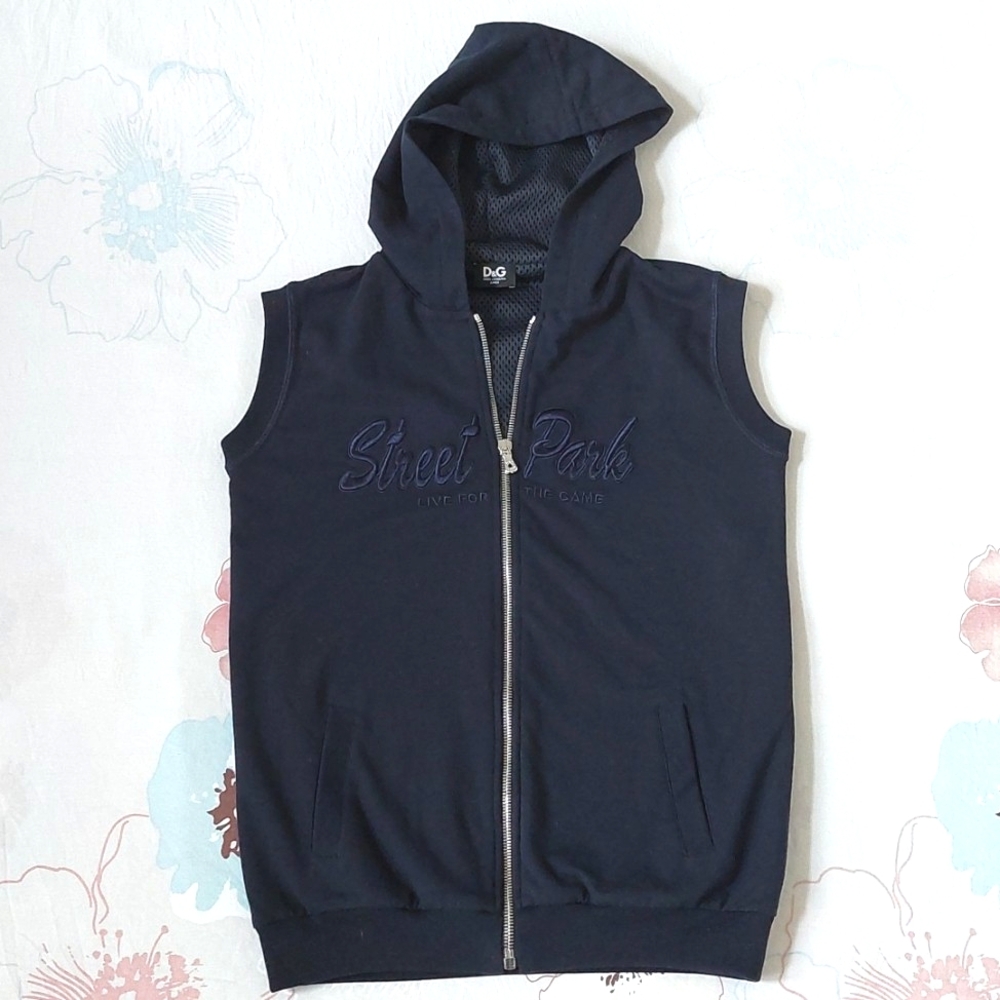 Dolce & Gabbana Junior Street Park Navy Blue Hoodie Vest